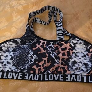LOVE.   Snakeskin and Leopard Print Sports Bra size  2X